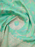 Green Meenakari Jaal Katan Silk Handloom Banarasi Fabric - Gift Box - Sacred Weaves