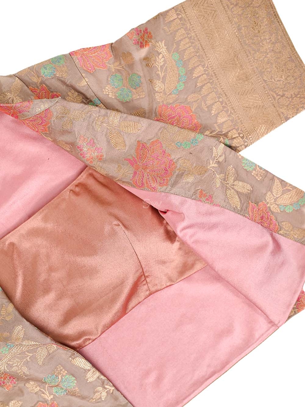 Pastel Pink Silk Meenakari Handloom Banarasi Jacket