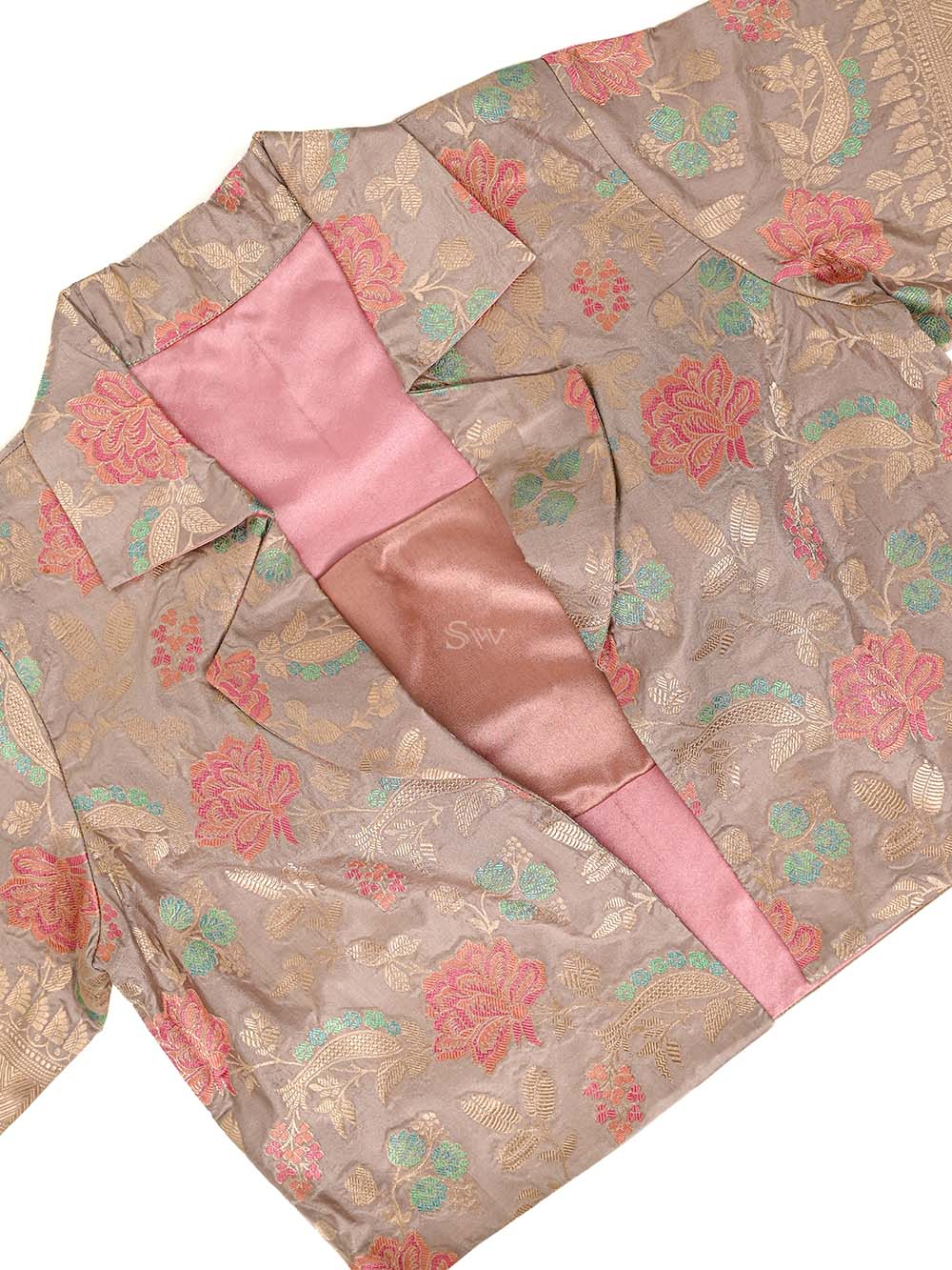 Pastel Pink Silk Meenakari Handloom Banarasi Jacket