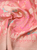 Pink Meenakari Jaal Katan Silk Handloom Banarasi Fabric - Gift Box - Sacred Weaves