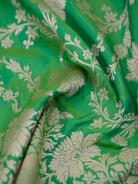 Green Uppada Katan Silk Handloom Banarasi Fabric - Gift Box - Sacred Weaves