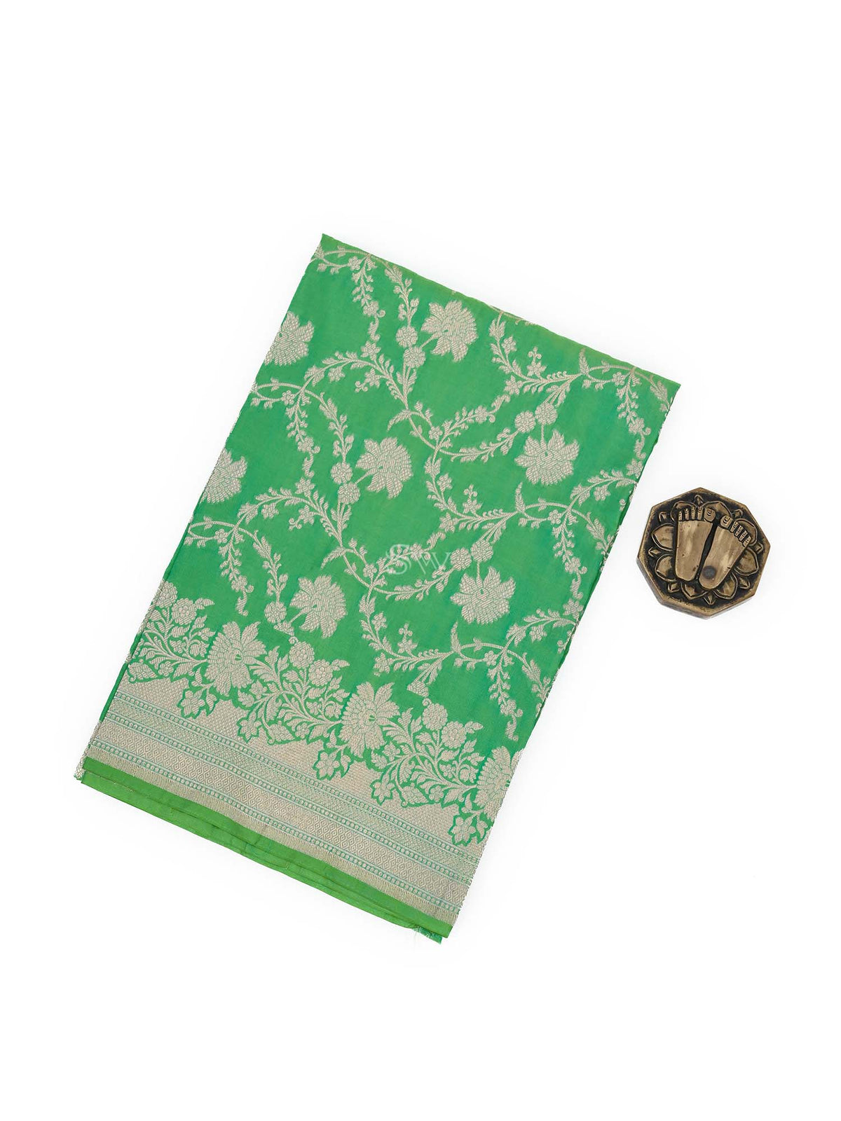 Green Uppada Katan Silk Handloom Banarasi Fabric