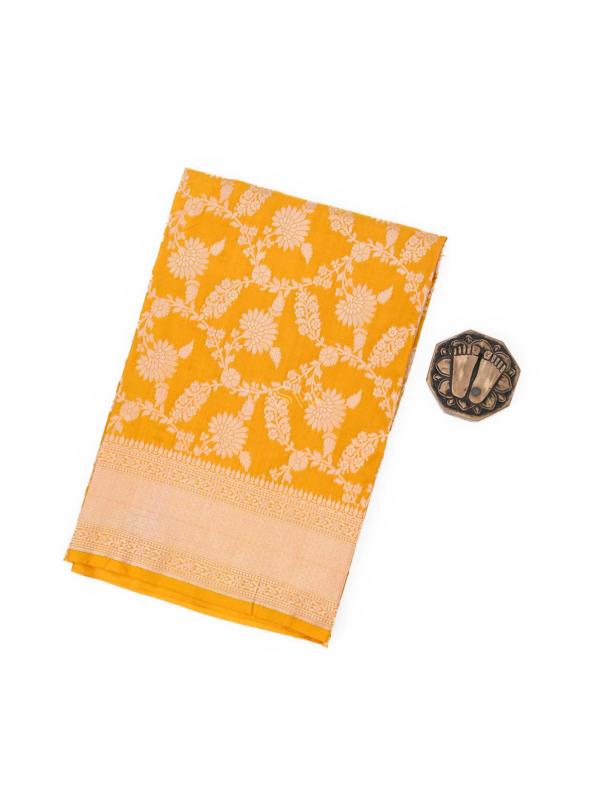 Yellow Uppada Katan Silk Handloom Banarasi Fabric