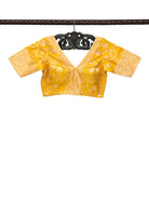 Yellow Uppada Katan Silk Banarasi Ready-Made Blouse