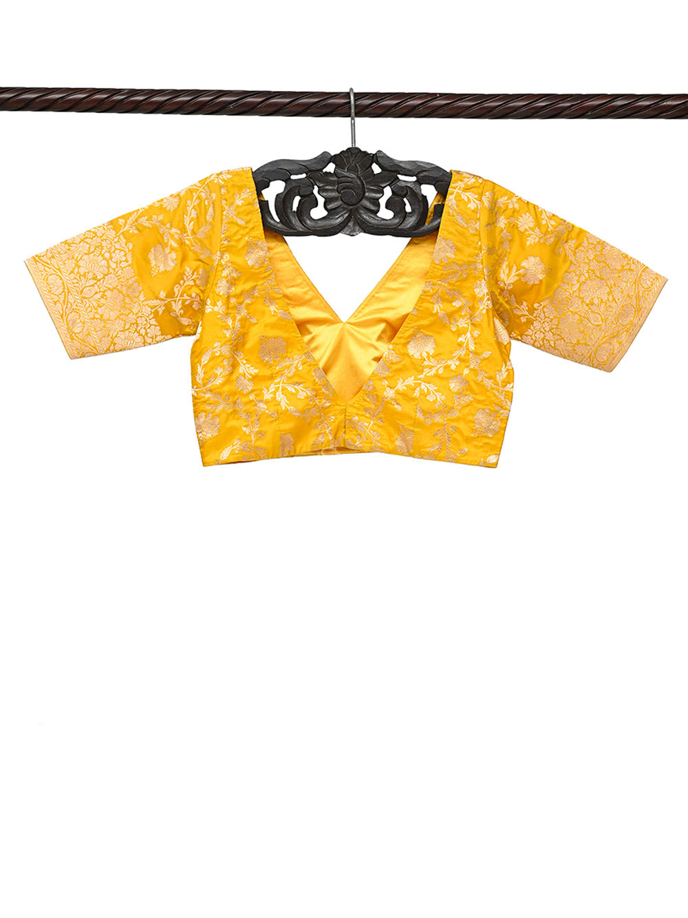 Yellow Uppada Katan Silk Banarasi Ready-Made Blouse