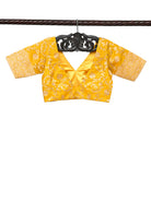 Yellow Uppada Katan Silk Banarasi Ready-Made Blouse
