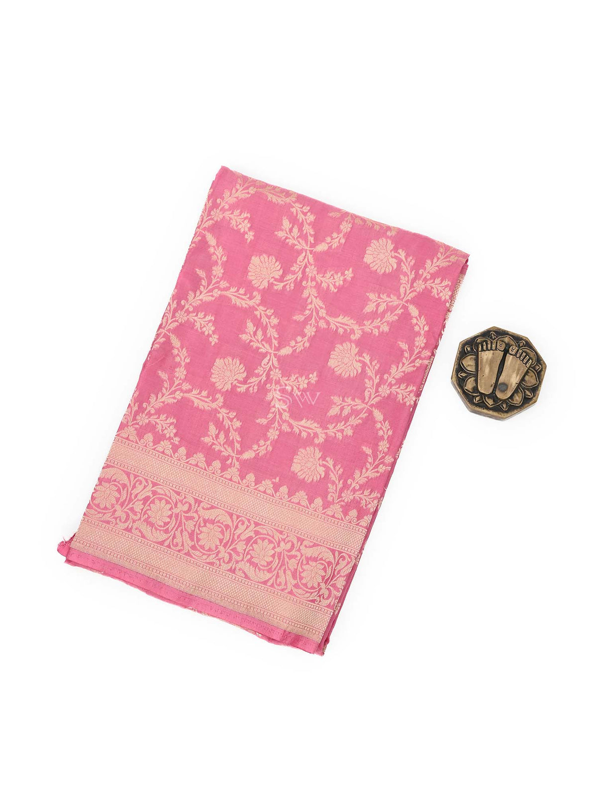 Pink Uppada Jaal Katan Silk Handloom Banarasi Fabric