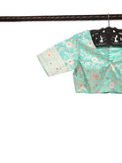Sea Green Meenakari Jaal Katan Silk Banarasi Ready-Made Blouse
