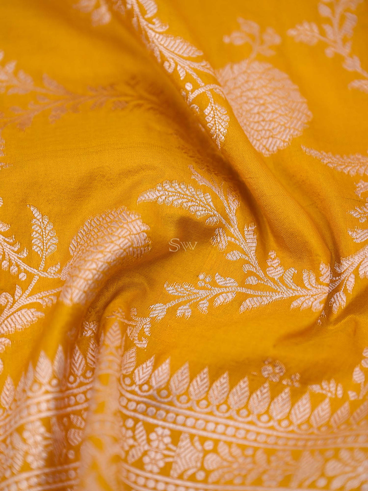 Yellow Uppada Katan Silk Handloom Banarasi Fabric