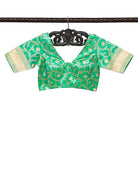 Green Uppada Katan Silk Banarasi Ready-Made Blouse