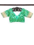 Green Uppada Katan Silk Banarasi Ready-Made Blouse