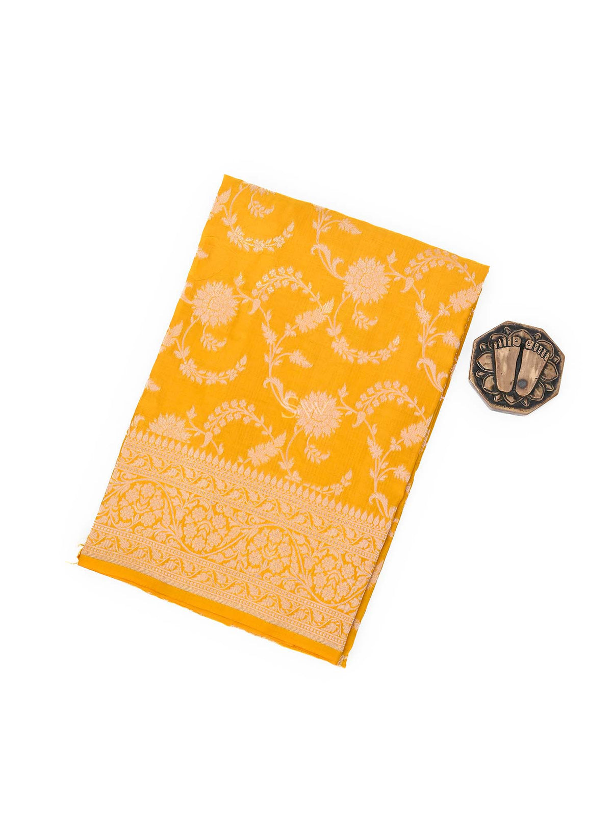 Yellow Uppada Katan Silk Handloom Banarasi Fabric