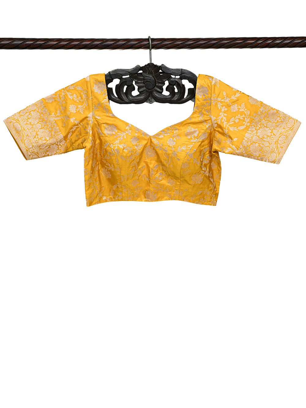 Yellow Uppada Silk Banarasi Ready-Made Blouse - Sacred Weaves