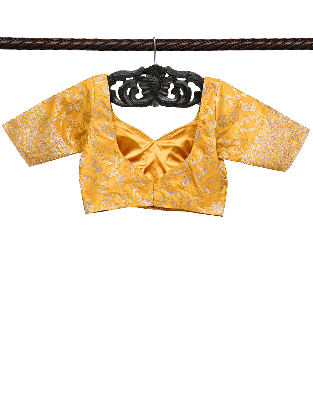 Yellow Uppada Silk Banarasi Ready-Made Blouse - Sacred Weaves
