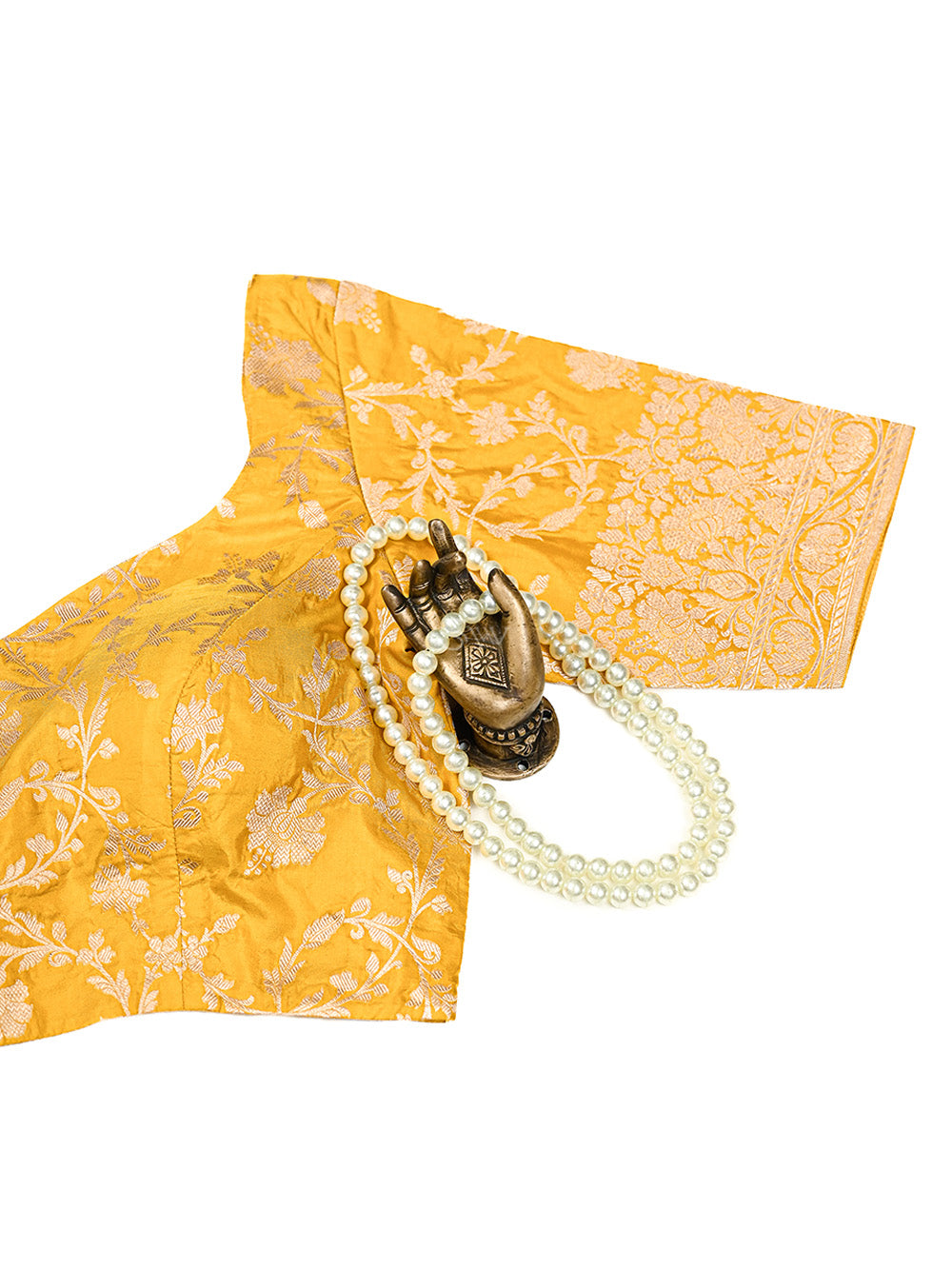 Yellow Uppada Silk Banarasi Ready-Made Blouse - Sacred Weaves