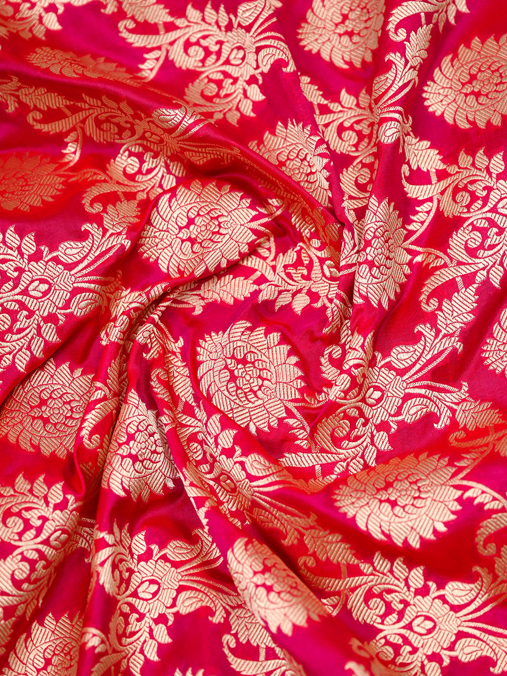 Pink Red Uppada Katan Silk Handloom Banarasi Saree - Sacred Weaves