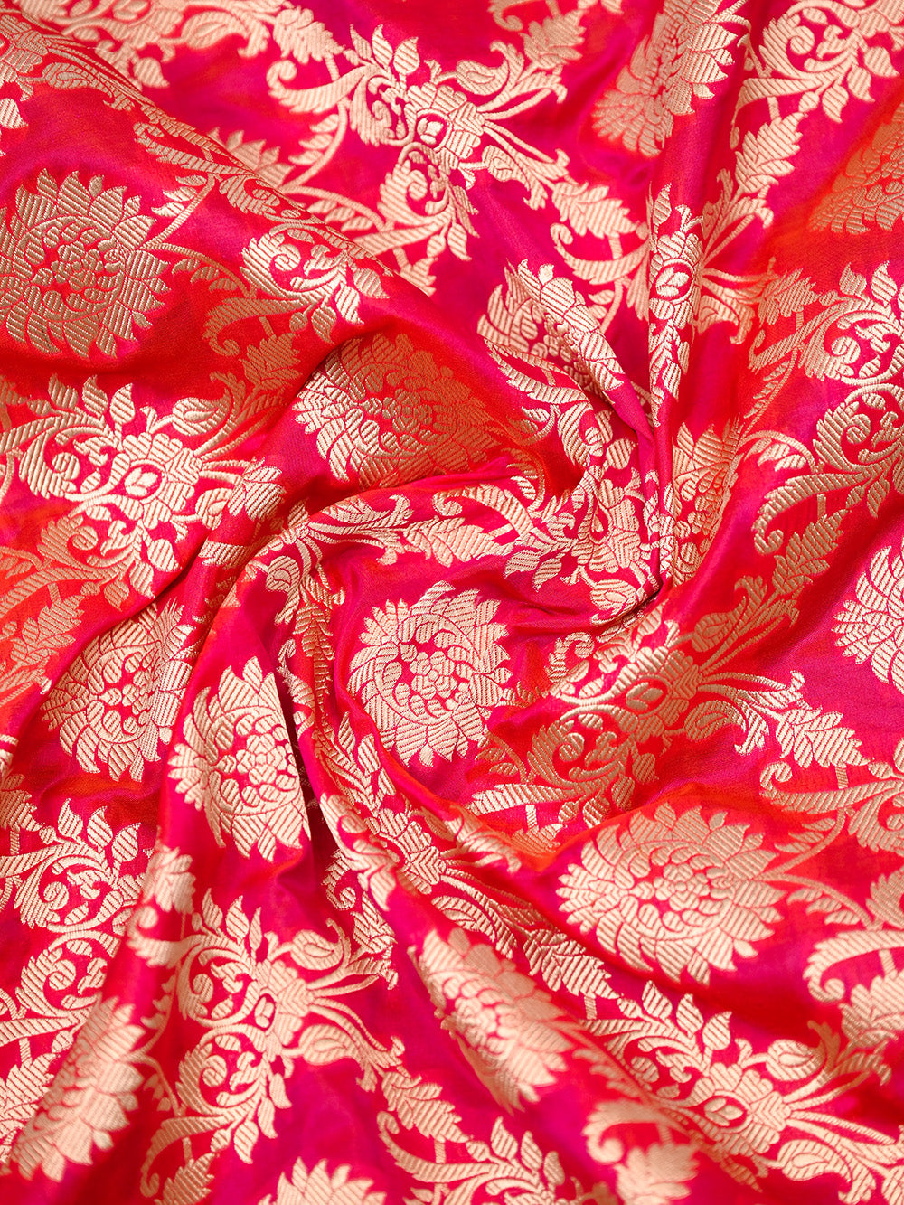 Pink Orange Uppada Katan Silk Handloom Banarasi Saree - Sacred Weaves