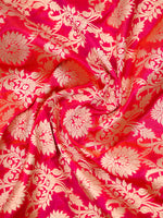 Pink Orange Uppada Katan Silk Handloom Banarasi Saree - Sacred Weaves