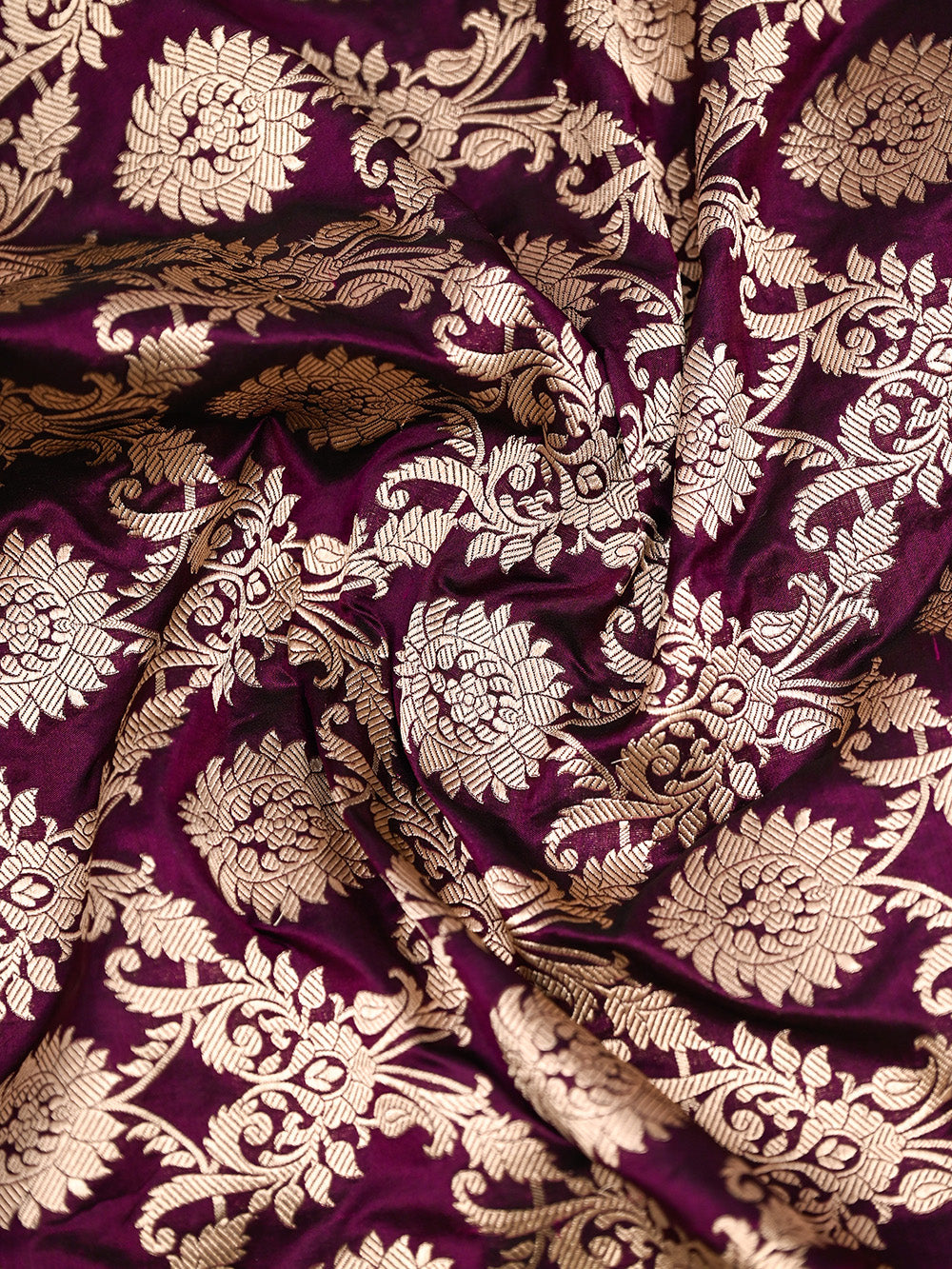 Wine Uppada Katan Silk Handloom Banarasi Saree - Sacred Weaves