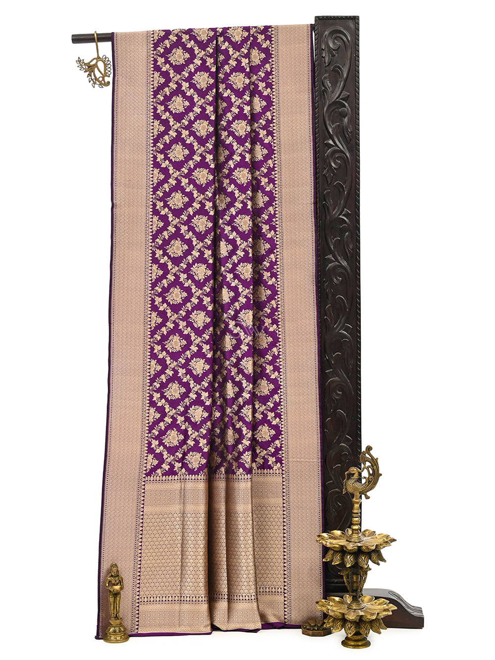 Purple Uppada Katan Silk Handloom Banarasi Saree - Sacred Weaves