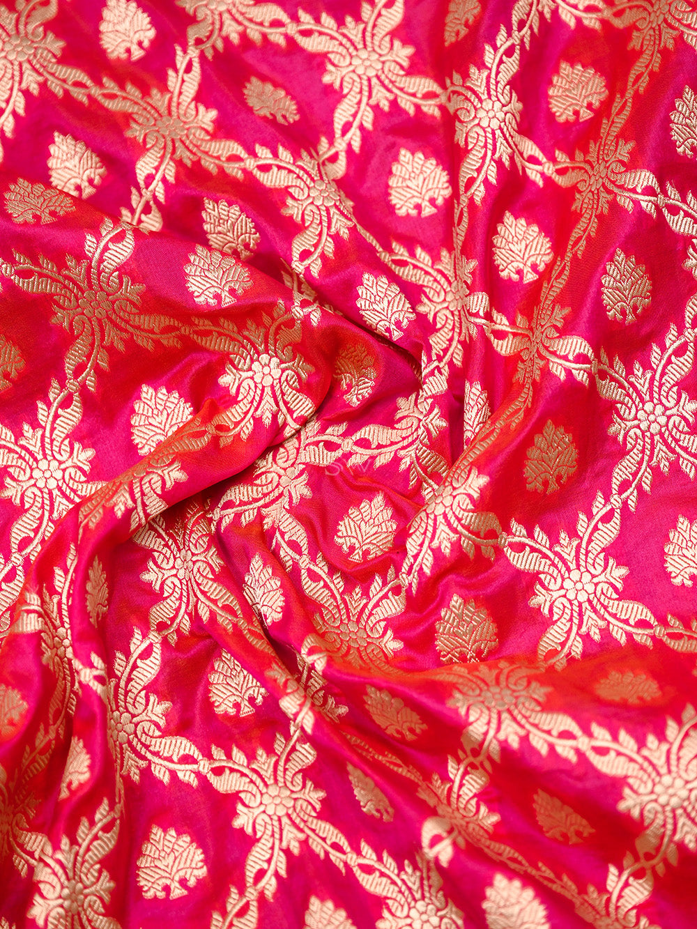 Pink Orange Uppada Katan Silk Handloom Banarasi Saree - Sacred Weaves