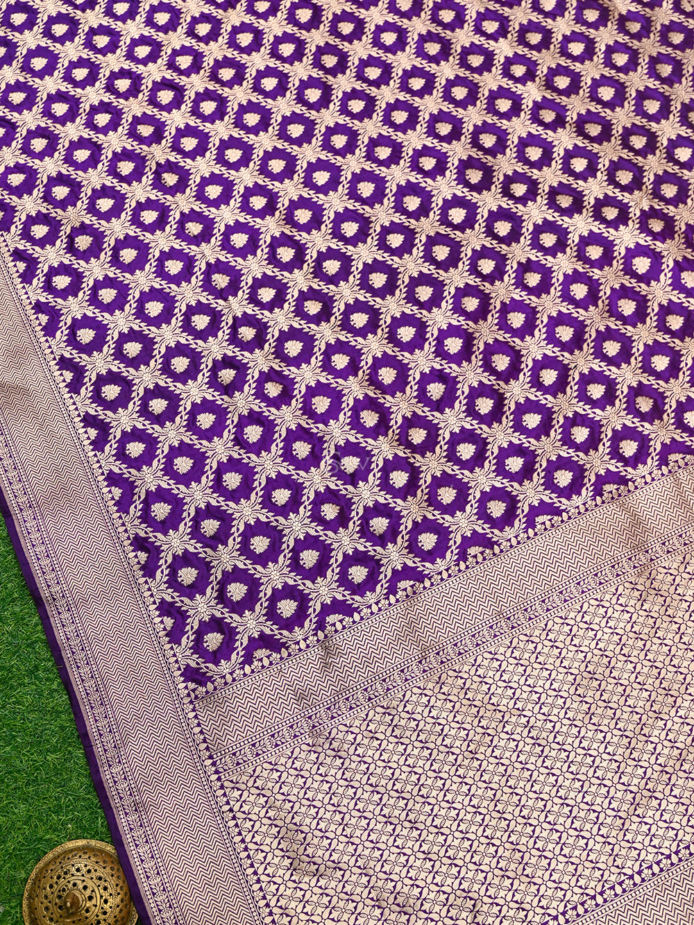 Purple Uppada Katan Silk Handloom Banarasi Saree - Sacred Weaves