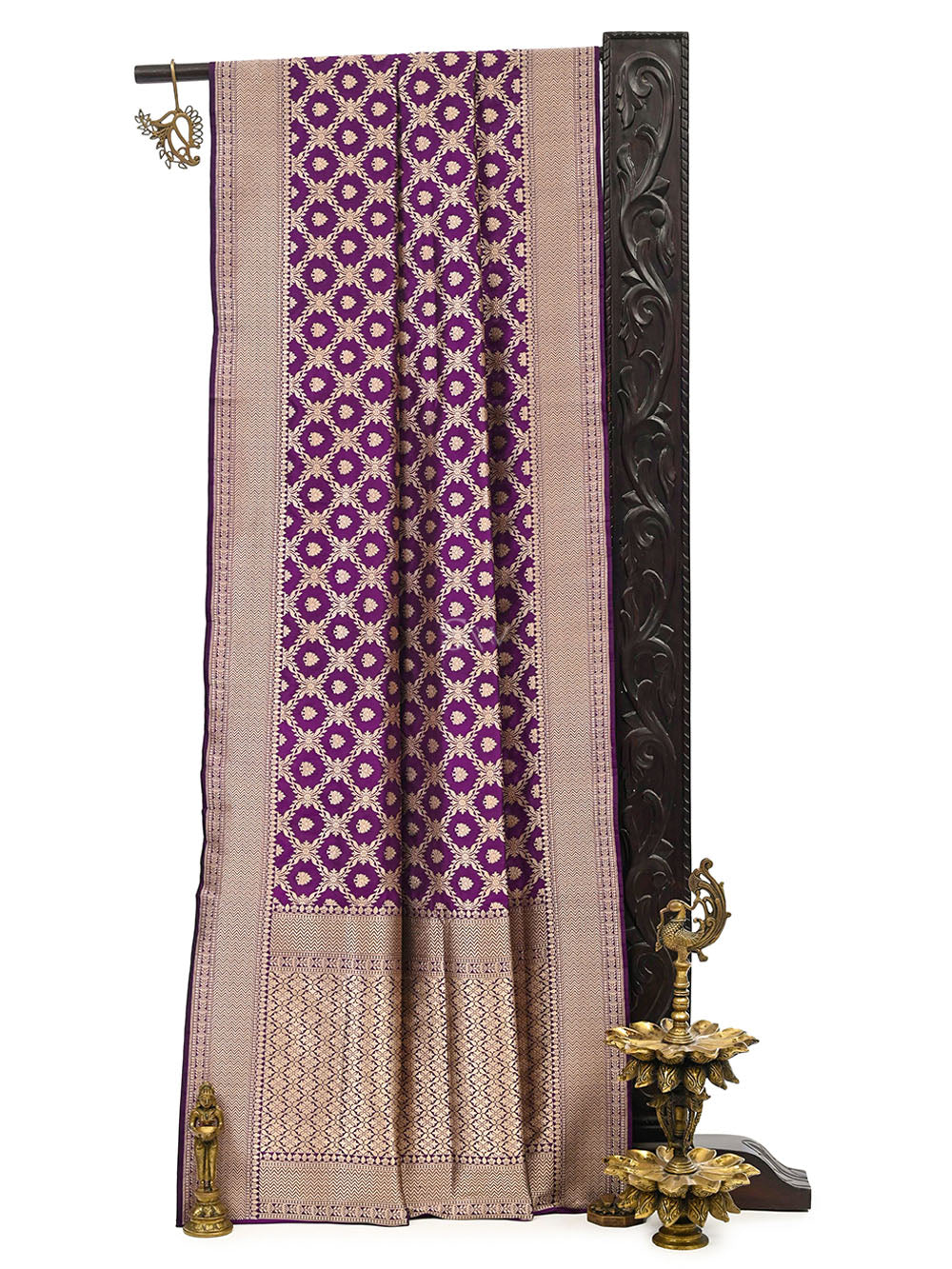 Purple Uppada Katan Silk Handloom Banarasi Saree - Sacred Weaves