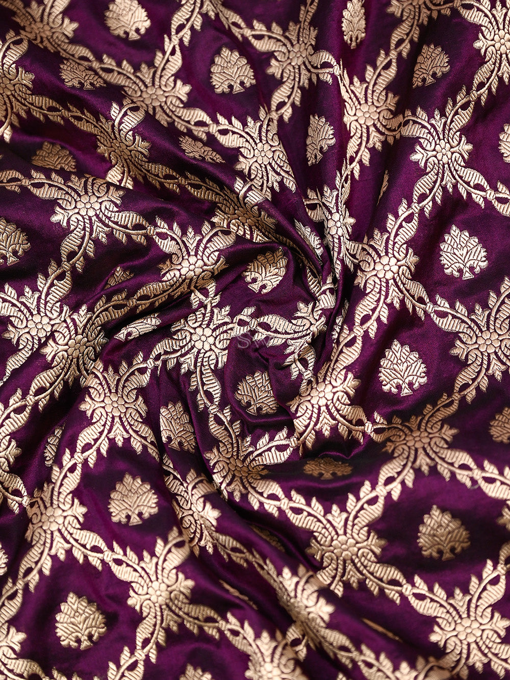 Wine Uppada Katan Silk Handloom Banarasi Saree - Sacred Weaves