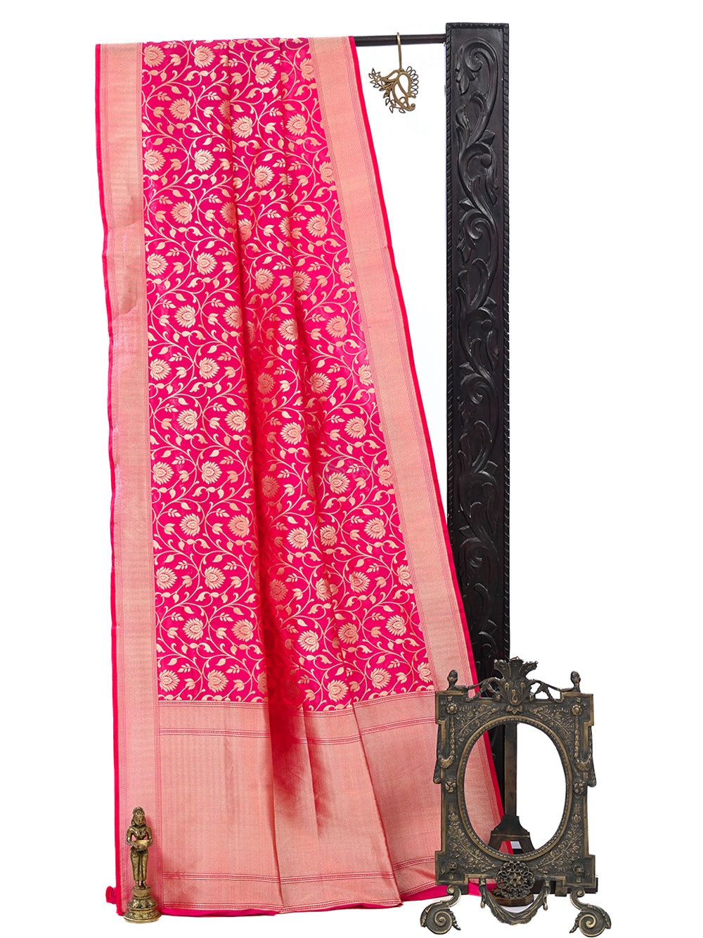 Pink Red Uppada Katan Silk Handloom Banarasi Saree