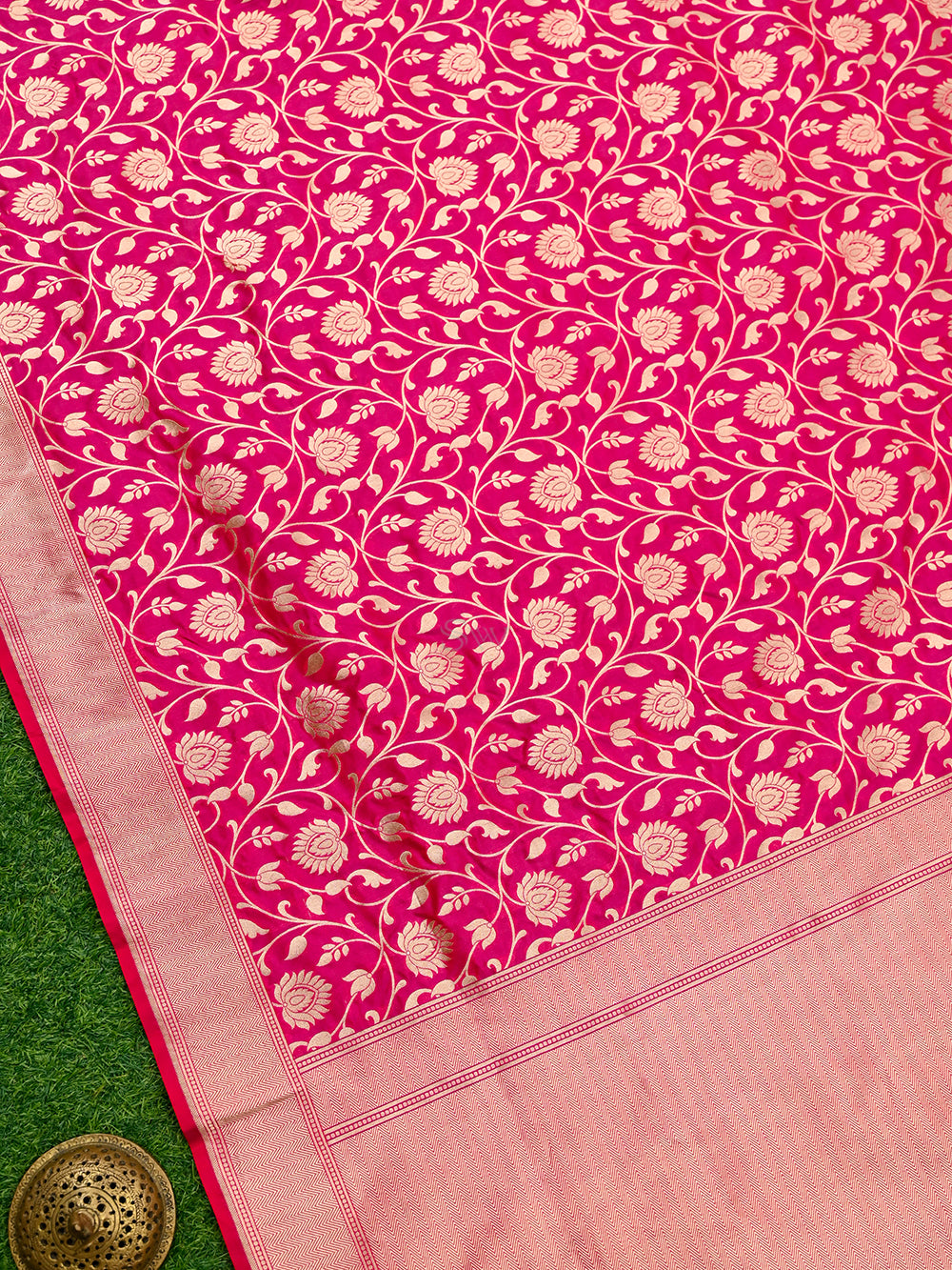 Pink Red Uppada Katan Silk Handloom Banarasi Saree