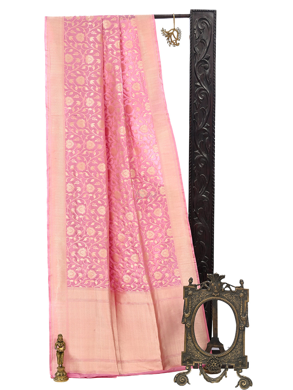 Pastel Pink Uppada Katan Silk Handloom Banarasi Saree