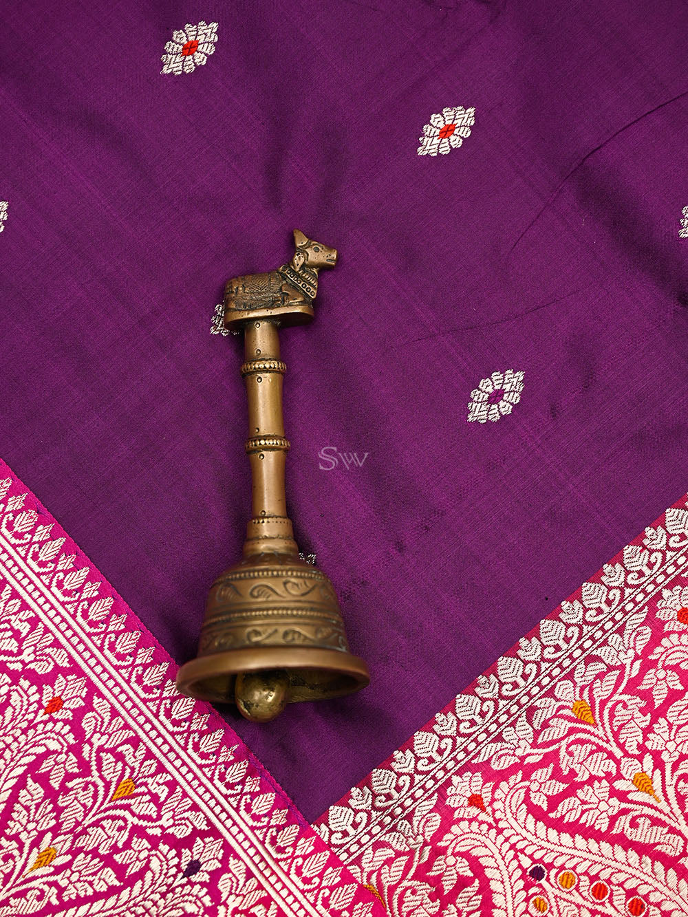 Purple Meenakari Katan Silk Handloom Banarasi Saree - Sacred Weaves