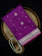 Purple Booti Tussar Silk Handloom Banarasi Saree - Sacred Weaves