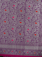 Purple Booti Tussar Silk Handloom Banarasi Saree - Sacred Weaves