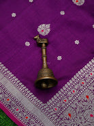 Purple Booti Tussar Silk Handloom Banarasi Saree - Sacred Weaves