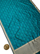 Blue Green Floral Jaal Tanchoi Silk Handloom Banarasi Saree - Sacred Weaves