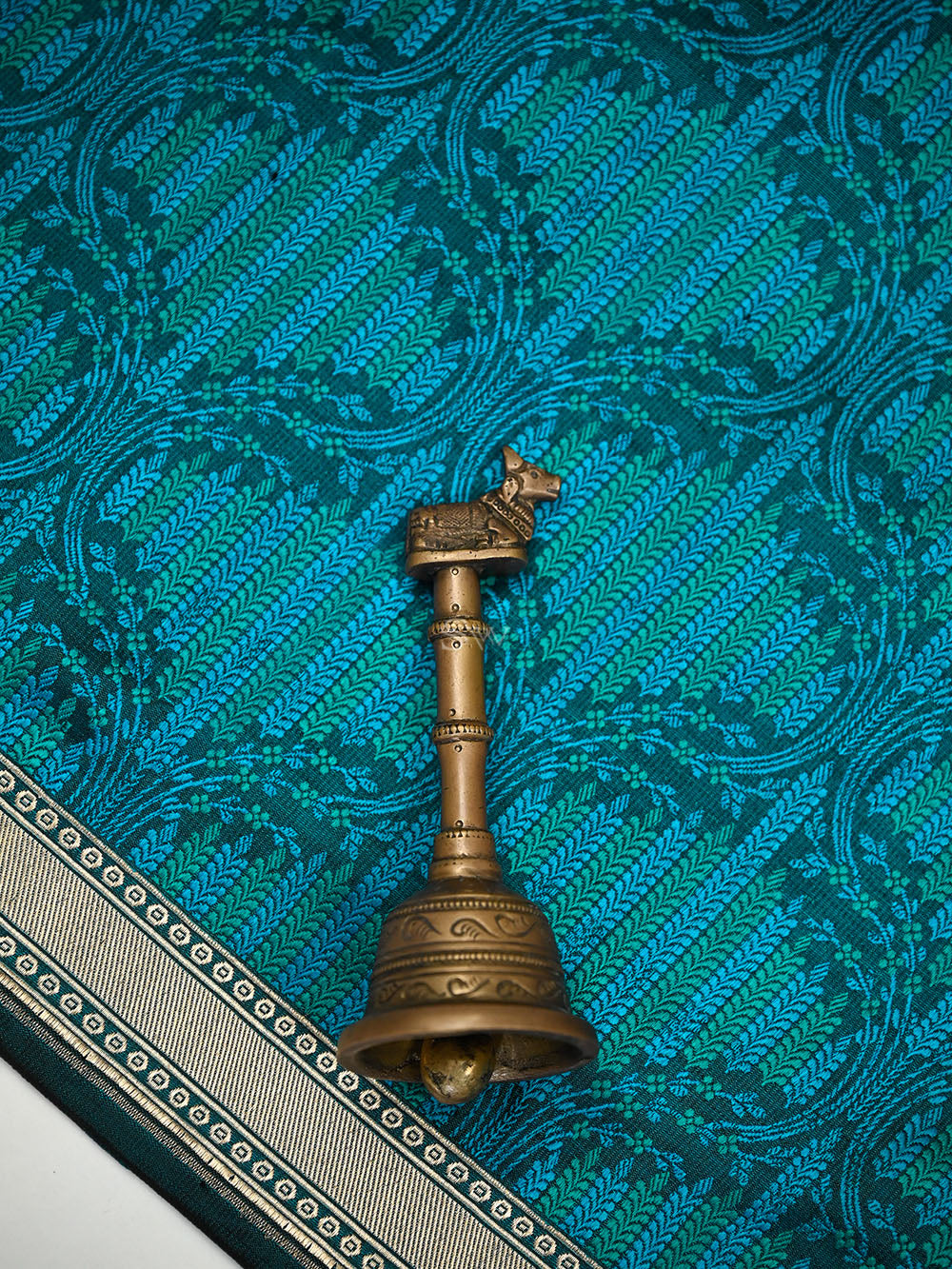 Blue Green Floral Jaal Tanchoi Silk Handloom Banarasi Saree - Sacred Weaves