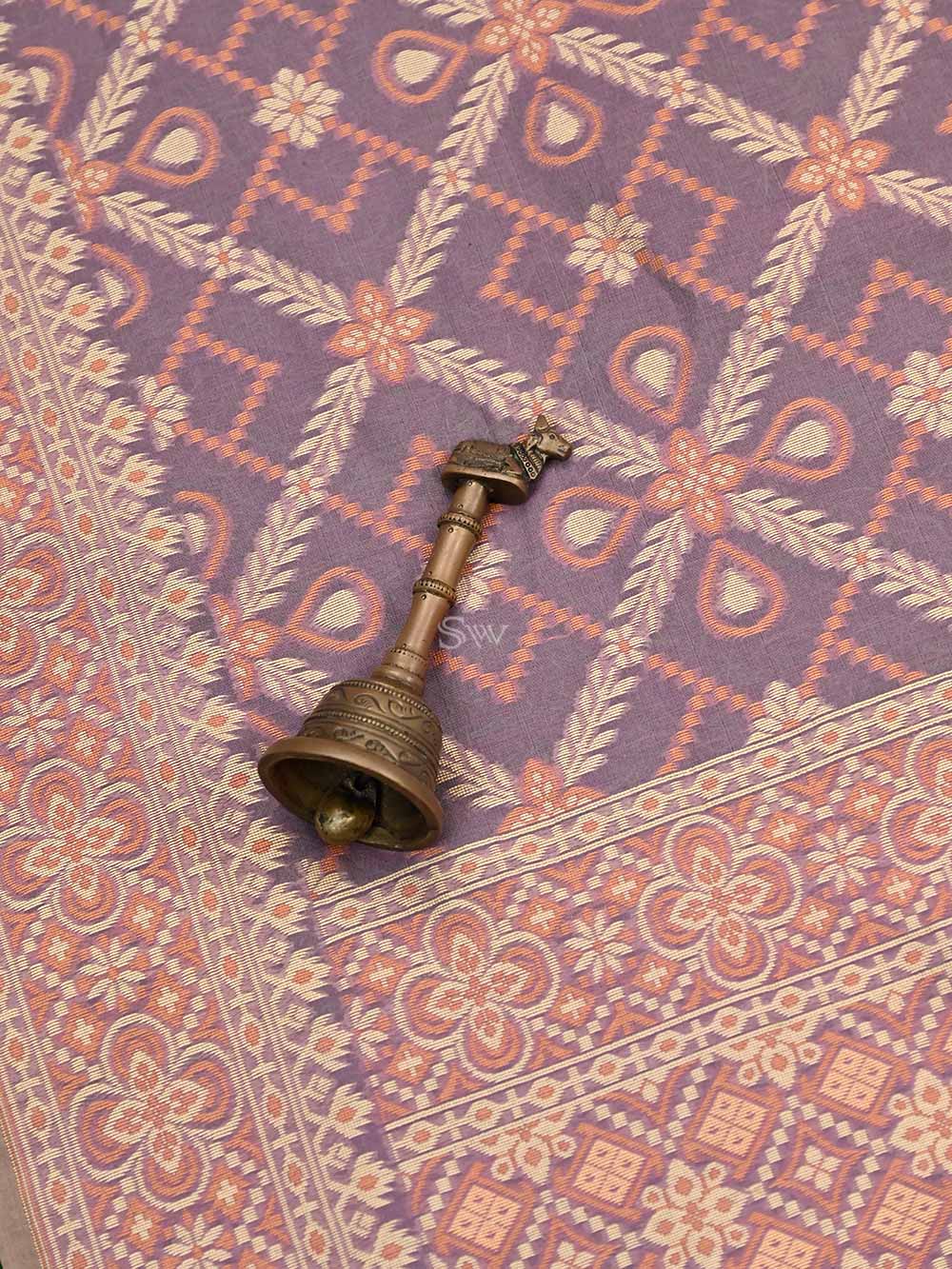 Mauve Jaal Cotton Silk Handloom Banarasi Saree - Sacred Weaves