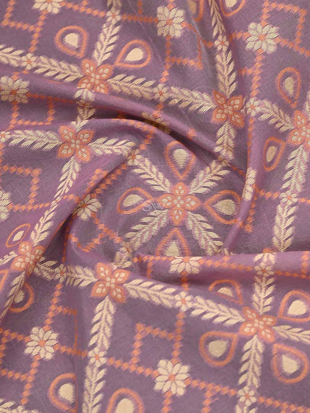 Mauve Jaal Cotton Silk Handloom Banarasi Saree - Sacred Weaves