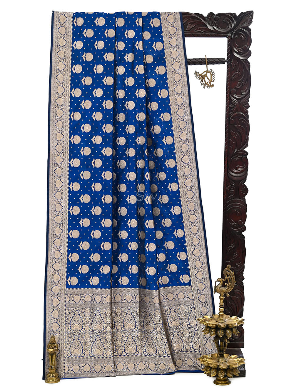 Blue Booti Katan Silk Uppada Handloom Banarasi Saree