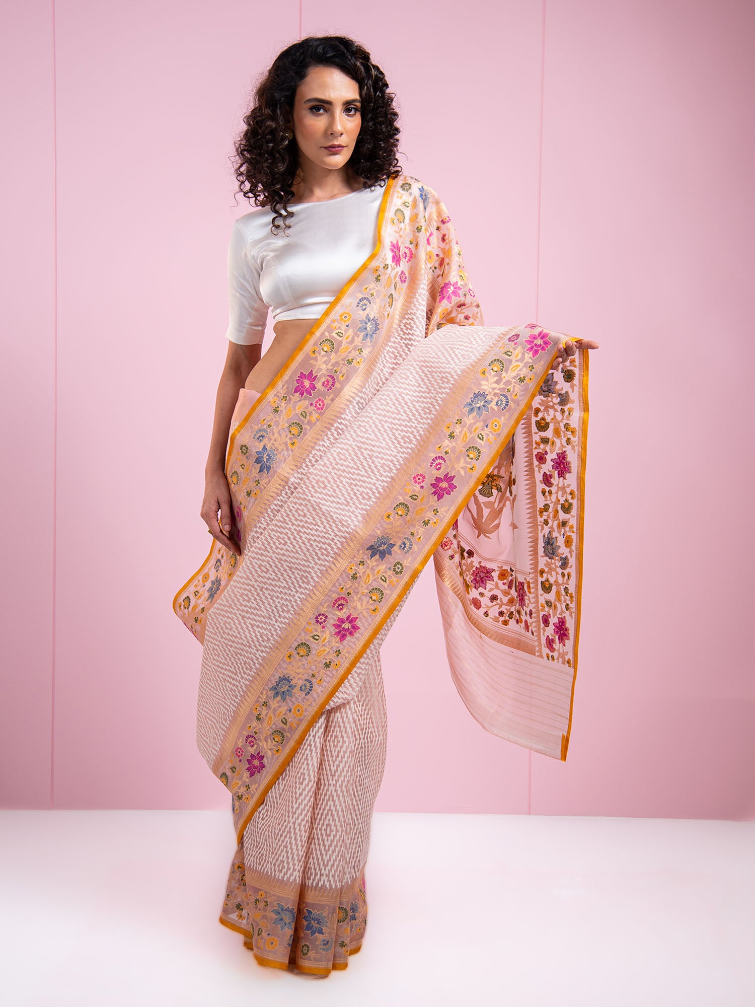 Pastel Mauve Organza Handloom Banarasi Saree - Sacred Weaves