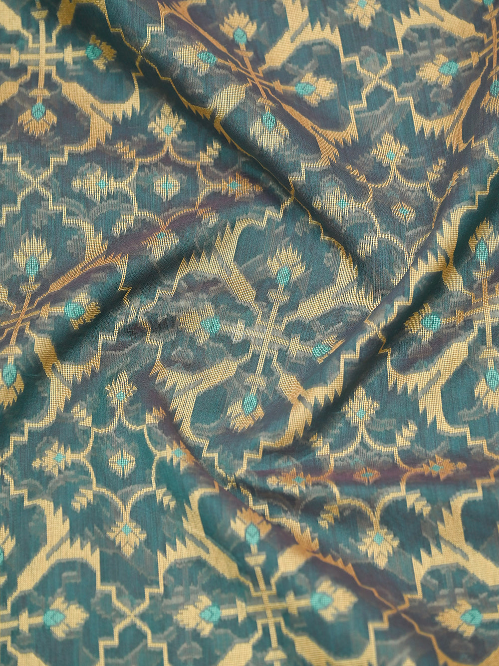 Teal Blue Meenakari Jaal Cotton Silk Handloom Banarasi Saree - Sacred Weaves