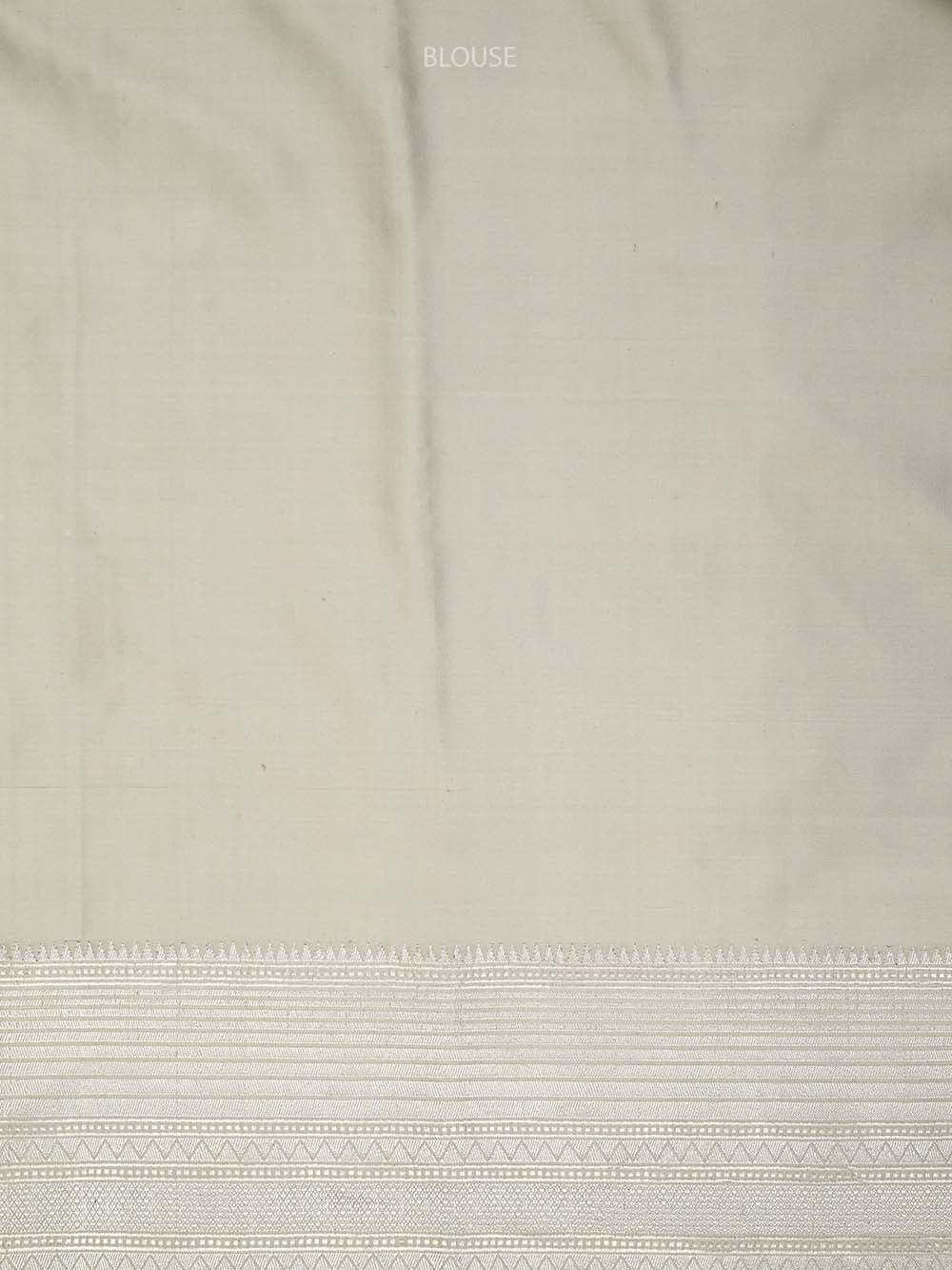 Light Grey Plain Satin Silk Handloom Banarasi Saree - Sacred Weaves
