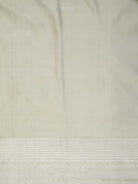Light Grey Plain Satin Silk Handloom Banarasi Saree - Sacred Weaves