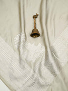 Light Grey Plain Satin Silk Handloom Banarasi Saree - Sacred Weaves