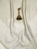 Light Grey Plain Satin Silk Handloom Banarasi Saree - Sacred Weaves