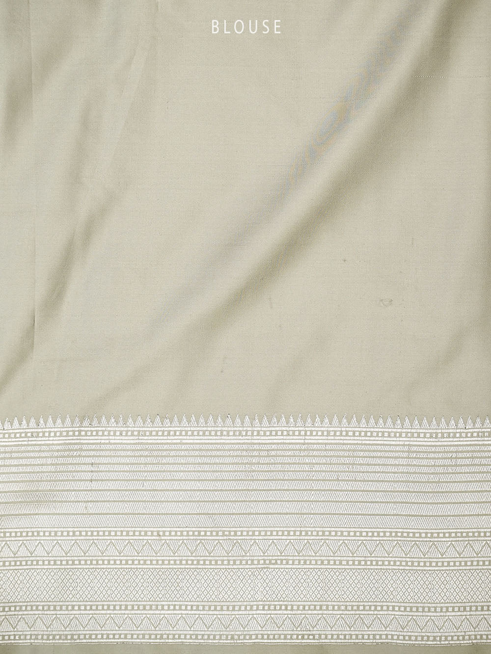 Off White Plain Satin Silk Handloom Banarasi Saree - Sacred Weaves