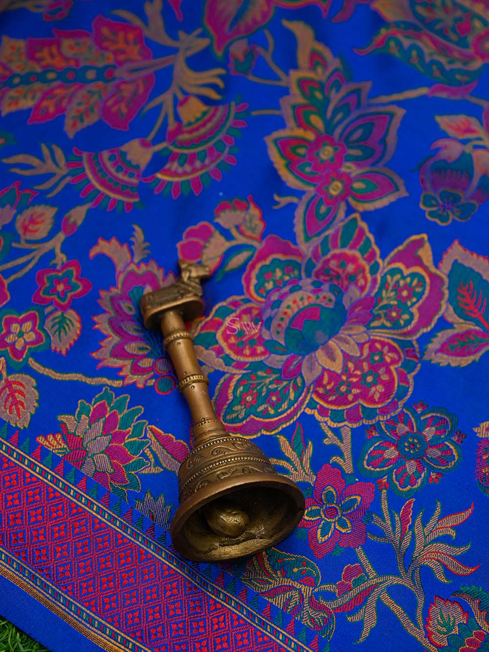 Blue Tanchoi Satin Silk Handloom Banarasi Saree