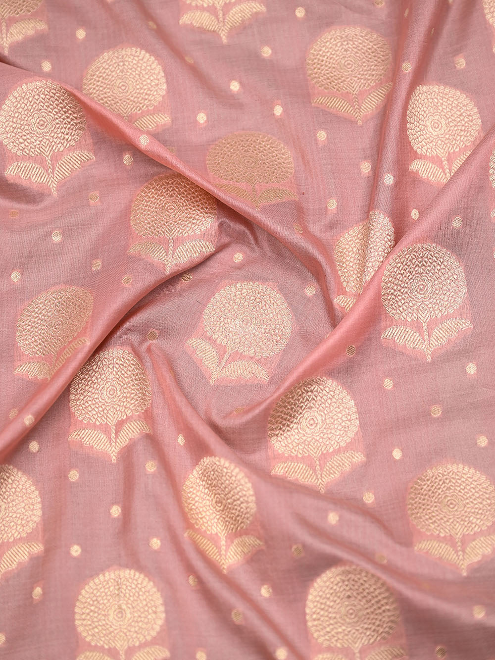 Pastel Pink Booti Katan Silk Uppada Handloom Banarasi Saree - Sacred Weaves