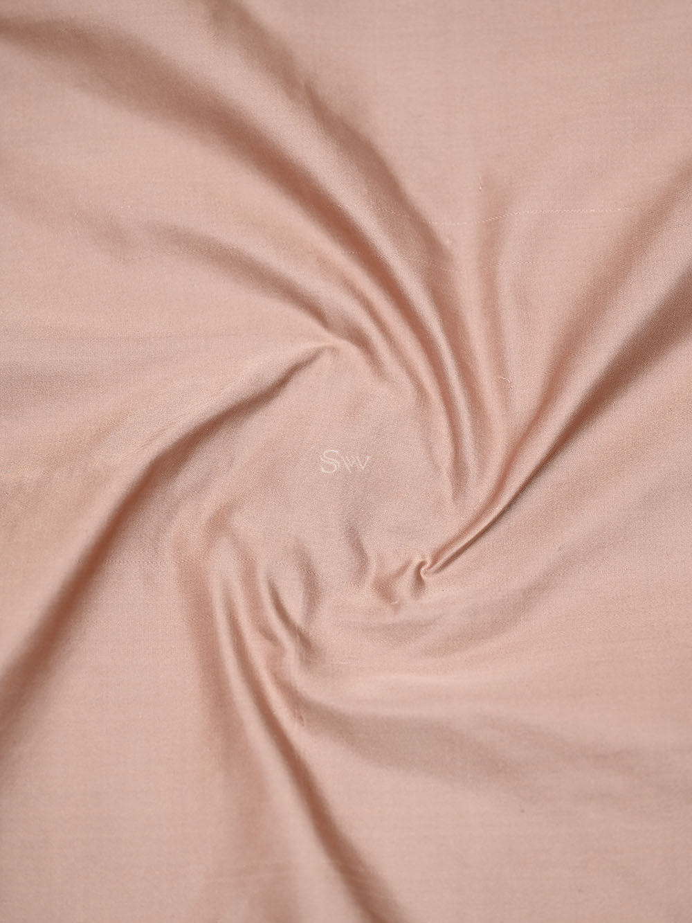 Pastel Peach Plain Satin Silk Handloom Banarasi Saree